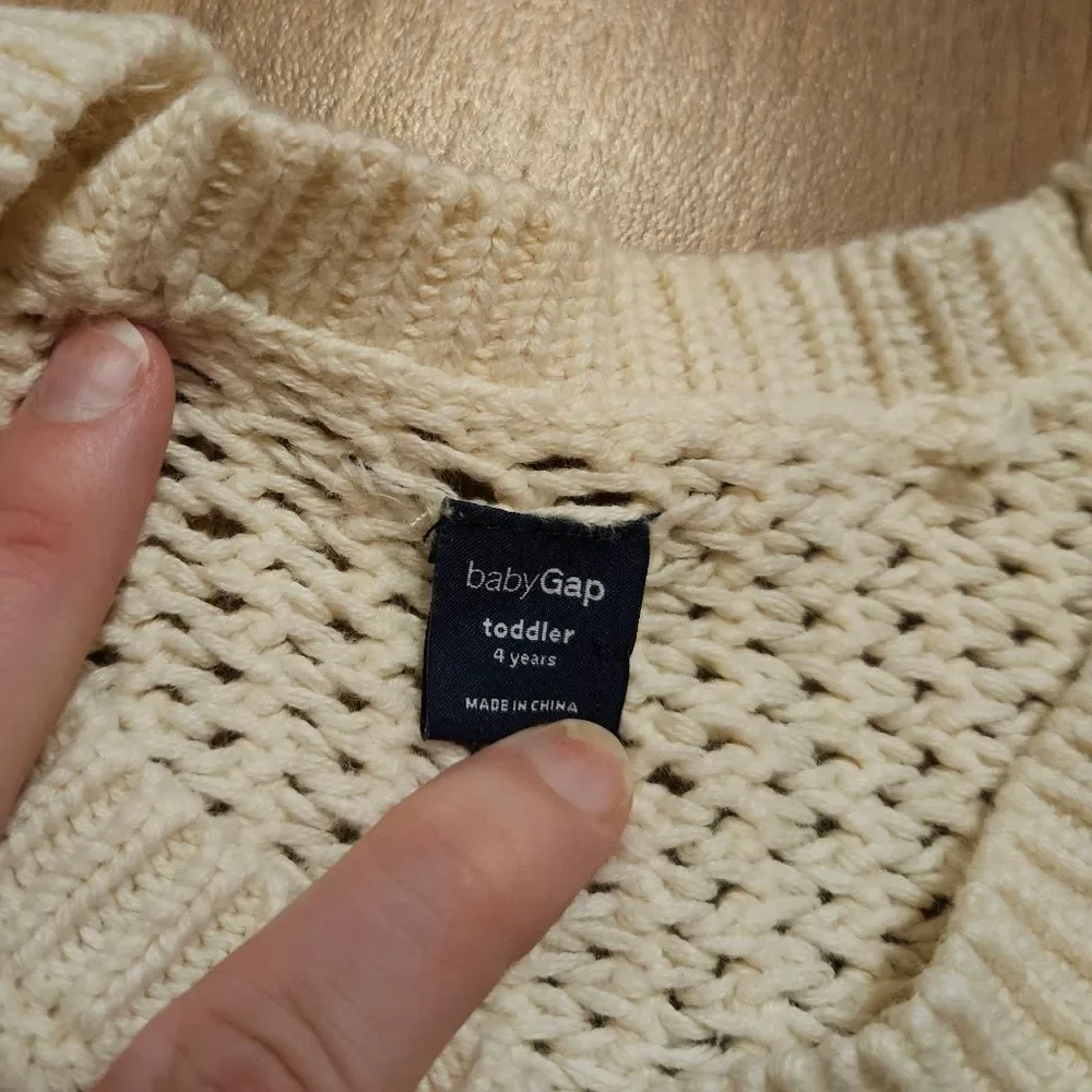 Baby Gap Beige Open-Knit Cardigan Size 4T